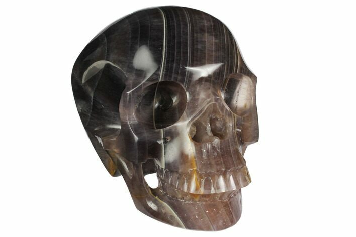 Realistic, Carved, Banded Purple Fluorite Skull #150860